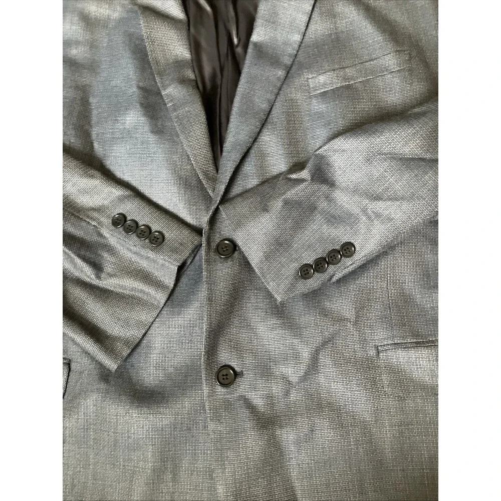 Joseph Abboud Indigo Blue 52R Sport Coat Wool Silk Plaid Blazer